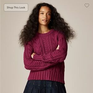Brand new with tags! J. Crew. Women's Cable-knit crewneck Sweater - Burgundy